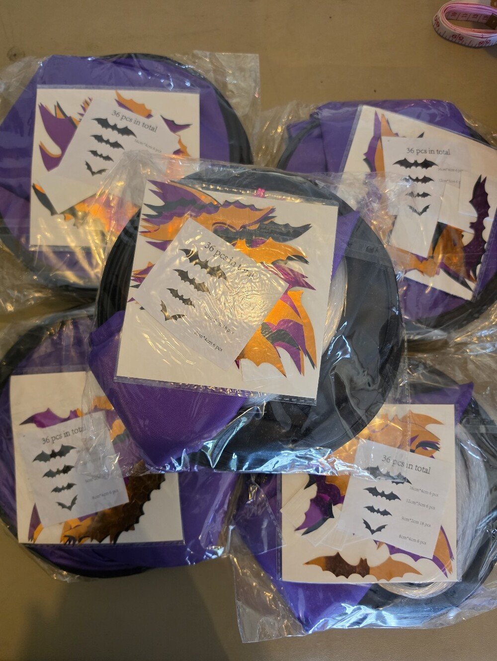 ^ 5 packs- Halloween Witch Hat Hanging Decorations - Orange, Purple, Black